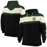 Milwaukee Bucks Majestic GreenBlack Color Block Wordmark Logo Big & Tall Full-Zip Hoodie