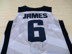 Maillot NBA Pas Cher USA 2012 James 6 Blanc