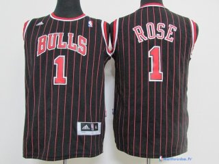 Maillot NBA Pas Cher Chicago Bulls Junior Derrick Rose 1 Noir Bande