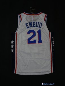 Maillot NBA Pas Cher Philadelphia Sixers Joel Embiid 21 Blanc 2017/18