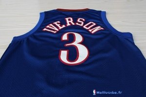 Maillot NBA Pas Cher Philadelphia Sixers Allen Iverson 3 10 Anniversaire Bleu