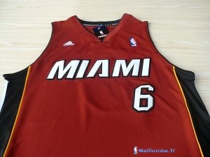 Maillot NBA Pas Cher Miami Heat LeBron James 6 Rouge Noir