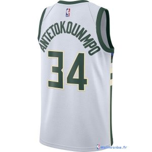 Maillot NBA Pas Cher Milwaukee Bucks Giannis Antetokounmpo 34 Blanc Association 2017/18