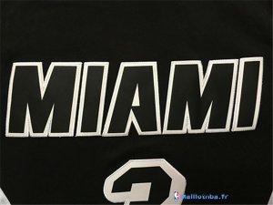 Maillot NBA Pas Cher Miami Heat Dwyane Wade 3 Noir Blanc