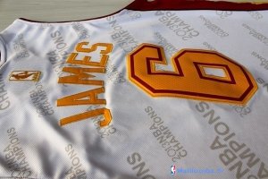 Maillot NBA Pas Cher Miami Heat LeBron James 6 Blanc Or