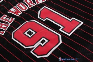 Maillot NBA Pas Cher Chicago Bulls Dennis Rodman 91 Noir Bande