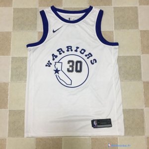 Maillot NBA Pas Cher Golden State Warriors Stephen Curry 30 Nike Retro Blanc 2017/18