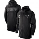 Charlotte Hornets Nike Heathered Black Authentic Showtime Therma Flex Performance Full-Zip Hoodie