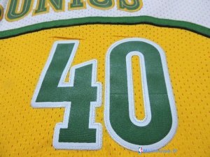 Maillot NBA Pas Cher Seattle Supersonics Shawn Kemp 40 Jaune