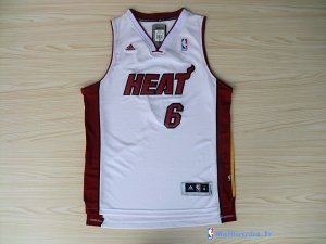 Maillot NBA Pas Cher Miami Heat LeBron James 6 Blanc Rouge