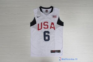 Maillot NBA Pas Cher USA 2008 James 6 Blanc