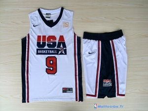 Maillot NBA Pas Cher USA 1992 Jordan 9 Blanc