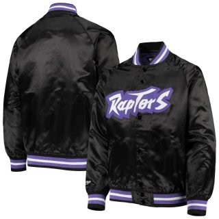 Toronto Raptors Mitchell & Ness Black Hardwood Classics Lightweight Satin Raglan Full-Snap Jacket