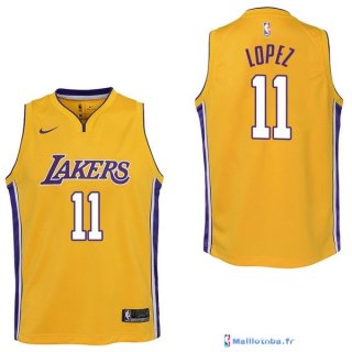 Maillot NBA Pas Cher Los Angeles Lakers Junior Brook Lopez 11 Jaune Icon 2017/18