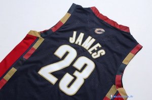 Maillot NBA Pas Cher Cleveland Cavaliers LeBron James 23 Retro Dentelle Bleu