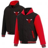 Chicago Bulls JH Design Reversible Poly-Twill Hooded Jacket with Fleece Sleeves - BlackRed