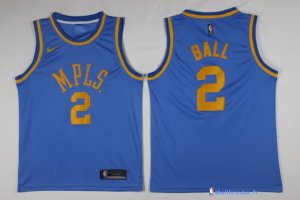 Maillot NBA Pas Cher Los Angeles Lakers Lonzo Ball 2 Retro Bleu 2017/18