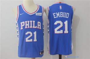 Maillot NBA Pas Cher Philadelphia Sixers Joel Embiid 21 Bleu 2017/18