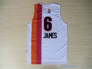 Maillot ABA Pas Cher Miami Heats James 6 Blanc