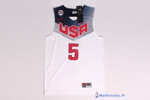 Maillot NBA Pas Cher USA 2014 Durant 5 Blanc