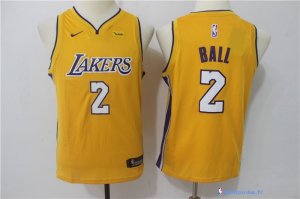 Maillot NBA Pas Cher Los Angeles Lakers Junior Lonzo Ball 2 Jaune Icon 2017/18