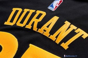 Maillot NBA Pas Cher Golden State Warriors Kevin Durant 35 Noir Jaune