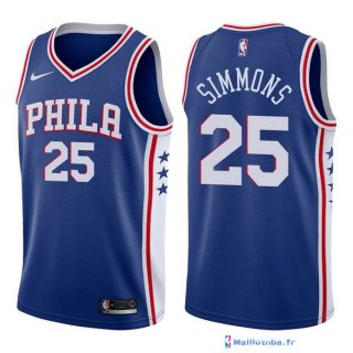 Maillot NBA Pas Cher Philadelphia Sixers Ben Simmons 25 Bleu Icon 2017/18