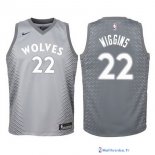 Maillot NBA Pas Cher Minnesota Timberwolves Junior Andrew Wiggins 22 Nike Gris Ville 2017/18