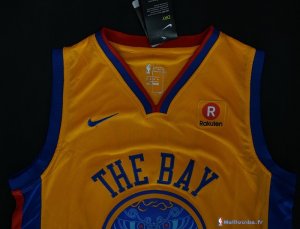 Maillot NBA Pas Cher Golden State Warriors Stephen Curry 30 Jaune Ville 2017/18