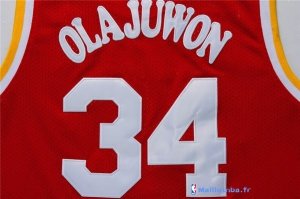 Maillot NBA Pas Cher Houston Rockets Hakeem Abdul Olajuwon 34 Rouge
