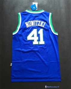 Maillot NBA Pas Cher Dallas Mavericks Dirk Nowitzki 41 Retro Bleu