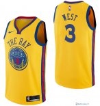 Maillot NBA Pas Cher Golden State Warriors David West 3 Nike Jaune Ville 2017/18