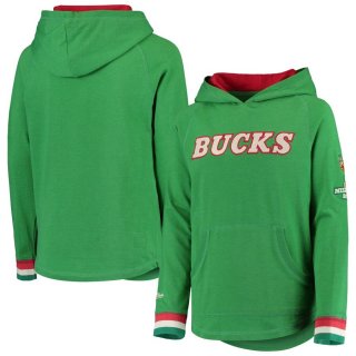 Milwaukee Bucks Mitchell & Ness Green Hardwood Classics Raglan Pullover Hoodie