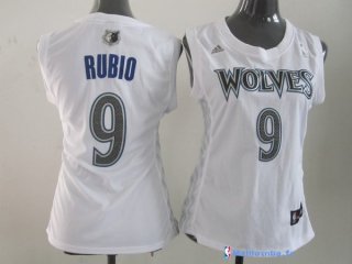 Maillot NBA Pas Cher Minnesota Timberwolves Femme Ricky Rubio 9 Blanc