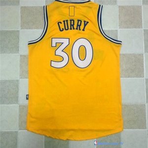 Maillot NBA Pas Cher Golden State Warriors Stephen Curry 30 Retro Jaune Blanc