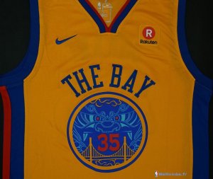 Maillot NBA Pas Cher Golden State Warriors Kevin Durant 35 Jaune Ville 2017/18