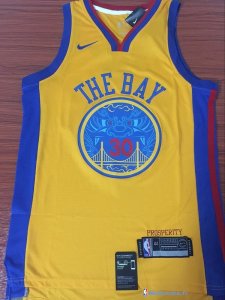 Maillot NBA Pas Cher Golden State Warriors Stephen Curry 30 Nike Jaune Ville 2017/18