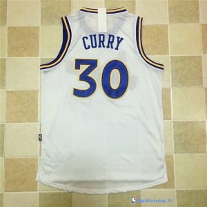 Maillot NBA Pas Cher Golden State Warriors Stephen Curry 30 Retro Blanc Bleu