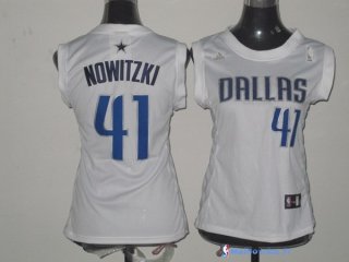 Maillot NBA Pas Cher Dallas Mavericks Femme Dirk Nowitzki 41 Blanc