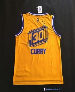 Maillot NBA Pas Cher Golden State Warriors Stephen Curry 30 Retro City Jaune