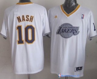 Maillot NBA Pas Cher Noël Los Angeles Lakers Nash 10 Blanc