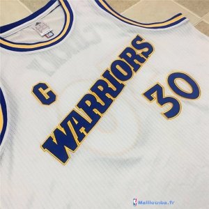 Maillot NBA Pas Cher Golden State Warriors Stephen Curry 30 Retro Blanc Bleu