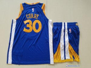 Maillot NBA Pas Cher Golden State Warriors Junior Stephen Curry 30 Ensemble Complet Bleu 2017/18