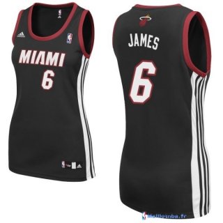 Maillot NBA Pas Cher Miami Heat Femme LeBron James 6 Noir