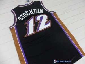 Maillot NBA Pas Cher Utah Jazz John Stockton 12 Retro Noir