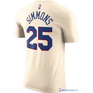 Maillot Manche Courte Philadelphia Sixers Ben Simmons 25 Crema 2017/18