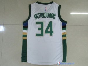 Maillot NBA Pas Cher Milwaukee Bucks Giannis Antetokounmpo 34 Blanc