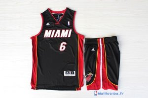 Maillot NBA Pas Cher Miami Heat LeBron James 6 Noir Rouge