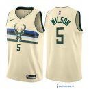 Maillot NBA Pas Cher Milwaukee Bucks D.J. Wilson 5 Nike Crema Ville 2017/18
