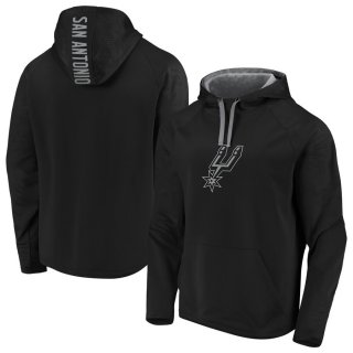 San Antonio Spurs Fanatics Branded BlackSilver Iconic Defender Performance Primary Logo Pullover Hoodie